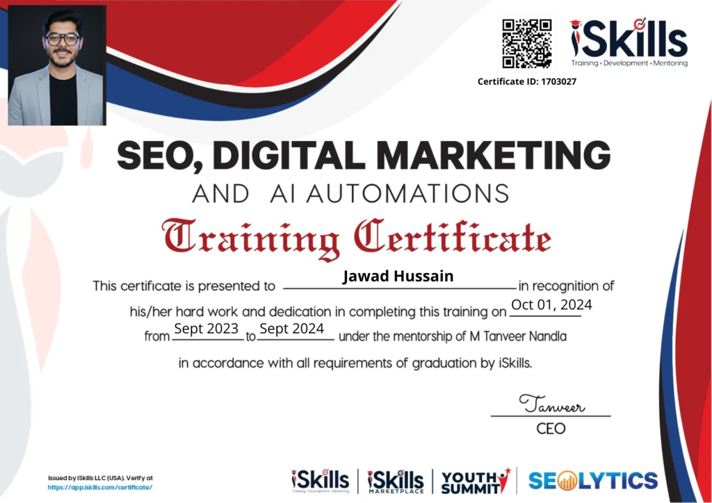 Jawad SEO 14 Jawad SEO Certificate